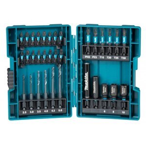 MAKITA B-66896 sada torzních bitů a vrtáků 1/4" Impact Black, 33 ks