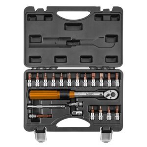 NEO TOOLS 08-821 momentový klíč ohybový 1/4"  5- 25 Nm se sadou hlavic