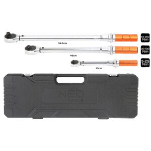 NEO TOOLS 08-843 sada momentových klíčů 1/4", 3/8", 1/2" (5-350Nm)