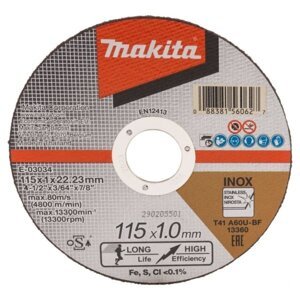 MAKITA 115X1.0 řezný kotouč na NEREZ T41-A60U-BF, E-03034