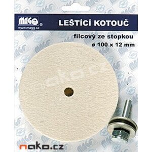 MAGG leštící filcový kotouč 100x12mm se stopkou BL9340100