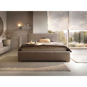 Comforteo Postel Cortina Slim 180x200 cm, zvýšené čelo 120 cm, s úložným prostorem + zvedací rošt, C4 nožky dřevěné - buk, Casablanca 2313