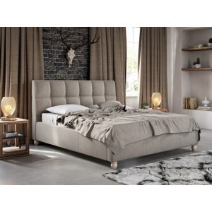 Comforteo Postel Aston 140x200 cm, zvýšené čelo 120 cm, verze standard, s úložným prostorem + zvedací rošt, A10 nožky dřevěné - buk, Infinity 21