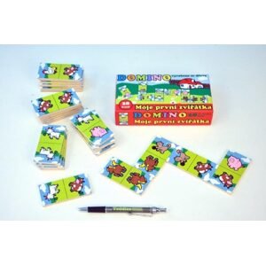 Teddies Domino Moje první zvířátka dřevo společenská hra 28ks v krabičce 17x9x3,5cm MPZ