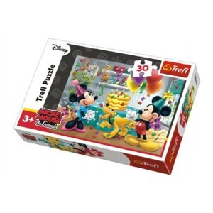 Trefl Puzzle Mickey a Minnie slaví narozeniny Disney 27x20cm 30 dílků v krabičce 21x14x4cm