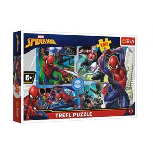 Trefl Puzzle Spiderman zachraňuje Disney koláž 41x27,5cm 160 dílků v krabici 29x19x4cm