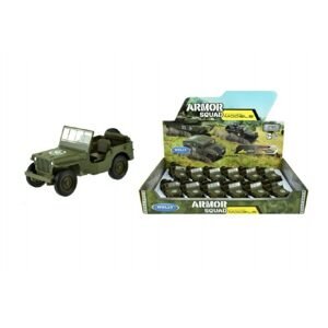 Teddies Auto Welly Jeep 1941 Willys MB terénní vojenské plast/kov 10cm volný chod 12ks v boxu