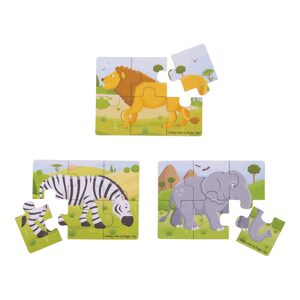 Bigjigs Toys puzzle 3v1 safari zvířátka