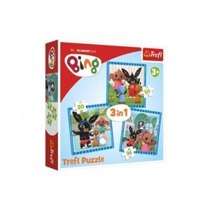 Trefl Puzzle 3v1 Bing Bunny Zábava s přáteli v krabici 28x28x6cm