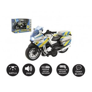 Teddies Motorka policejní 12cm kov/plast na zpětné nat. na baterie se světlem se zvukem CZ v krabičce 15x11