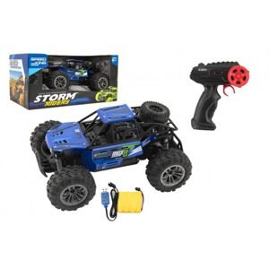 Teddies Auto RC buggy terénní modré 22cm plast 2,4GHz na baterie + dobíjecí pack v krabici 32x16x18cm