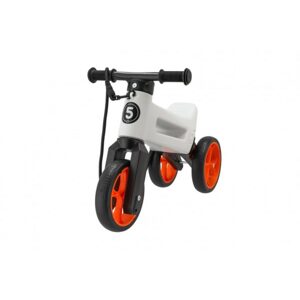 Teddies Odrážedlo FUNNY WHEELS Rider SuperSport bílé/oranž. 2v1+popruh,výš.sedla28/30cm nos.25kg 18m+v sáčku