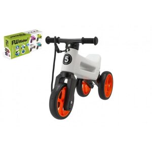 Teddies Odrážedlo FUNNY WHEELS Rider SuperSport bílé/oranž 2v1+popruh,výš.sedla28/30cm nos.25kg 18m+v krab.