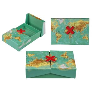 Modrá krabička s překvapením, mapa světa,