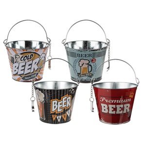 Kovový kbelík na pivo s otvírákem na láhve