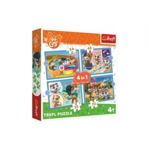 Trefl Puzzle 4v1 Kočičí tým/44 cats v krabici 28x28x6cm