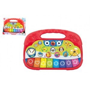 Teddies Pianko zvířátka plast 25cm pro nejmenší na baterie se zvukem v krabici 28x20x4cm 12m+