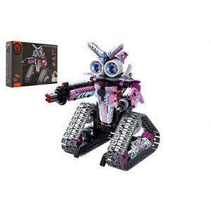 Teddies Robot RC skládací plast 15x23cm 2,4GHz na baterie se světlem, zvukem růžový v krabici 31x23x7cm