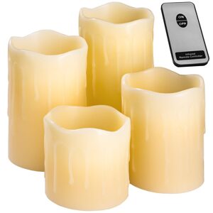 tectake 401005 vosková svíčka led sada 4 ks přírodní na dálkové ovládání - bílá bílá vosk