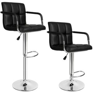 tectake 401572 2 barové židle harald - černá černá koženka