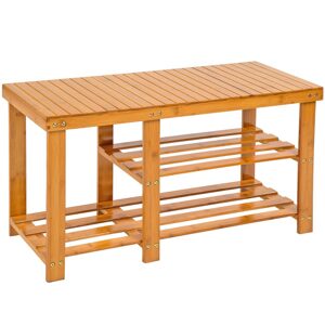 tectake 401649 botník z bambusu 87x28x45,5cm - hnědá hnědá dřevo