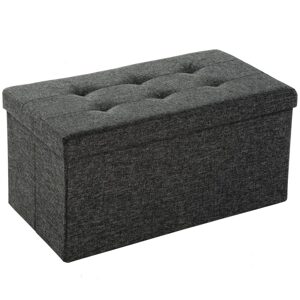 tectake 402235 skládací stolička z polyesteru s úložným prostorem 76x38x38cm - tmavě šedá - tmavě šedá