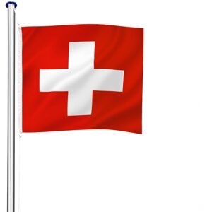 tectake 402125 hliníkový stožár s vlajkou, výškově nastavitelný - Švýcarsko - Švýcarsko