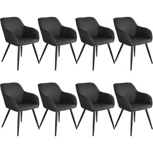 tectake 404065 8 židle marilyn stoff - antracit-černá - antracit-černá