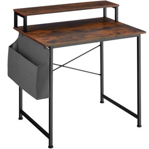 tectake 404662 psací stůl s policí a látkovým úložným boxem - Industriální dřevo tmavé, rustikální - Industriální dřevo tmavé