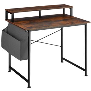 tectake 404662 psací stůl s policí a látkovým úložným boxem - Industriální dřevo tmavé, rustikální - Industriální dřevo tmavé