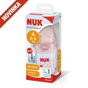 NUK FC Plus láhev s kontrolou teploty 150ml 1ks modrošedá s krokodýlem