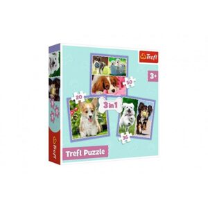 Trefl Puzzle 3v1 Štěňátka 20x19,5cm v krabici 28x28x6cm