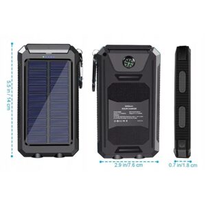 Solární powerbanka s vestavěnou baterií - 20000 mAh černá