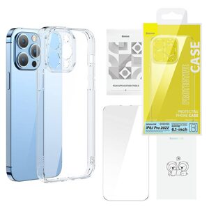 Baseus SuperCeramic Transparent Glass Case a sada tvrzeného skla pro iPhone 14 Pro