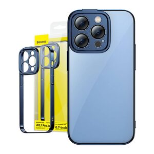 Baseus Sada průhledného pouzdra Baseus Glitter a tvrzeného skla pro iPhone 14 Pro Max (modrá)