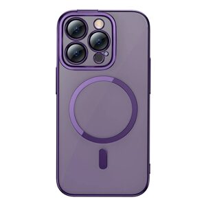Baseus Glitter Magnetic Case pro iPhone 14 Pro (fialový) + tvrzené sklo + čisticí sada