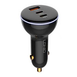 LDNIO Nabíječka do auta LDNIO C102, USB + 2x USB-C, 160 W + kabel USB-C (černá)