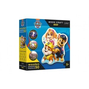 Trefl Dřevěné puzzle Junior 50 dílků Legrační Tlapková Patrola/Paw Patrol 19,5x23,5cm v krabici 20x20x6cm