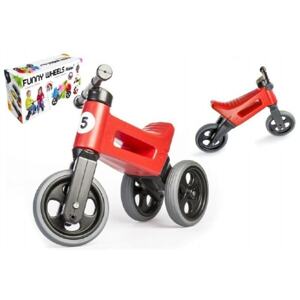 Teddies Odrážedlo červené FUNNY WHEELS 2v1 výška sedadla nastavitelná 28/31cm nosnost 50kg 18m+ v krabici