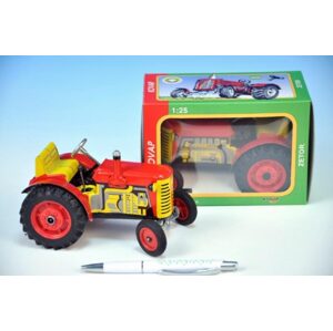 Kovap Traktor Zetor červený na klíček kov 14cm 1:25 v krabičce Kovap