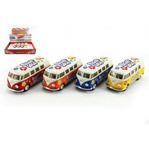 Teddies Autobus Kinsmart Volkswagen Classical kov 13cm na zpětné natažení asst 4 barvy 12ks v boxu