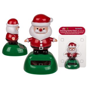 Pohyblivá figurka, Santa Claus, na plastové základně se solární buňkou, cca. 8 cm,  v balení typu blister.