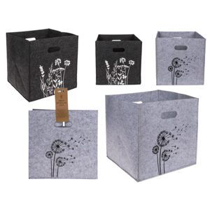 Filcová krabice na uskladnění, Pampeliška/Divoce rostoucí květiny, 32 x 32 x 32 cm, 2 styly, s banderolou pro zavěšení, v velkém polybagu