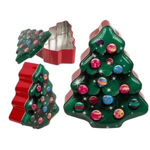 Kovová plechovka na sušenky, Vánoční stromek