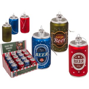 Skleněný vánoční ozdobný ornament, pivo, 3 druhy, 4,5 x 4,5 x 9,3 cm