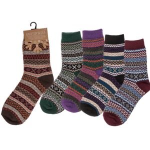 Zimní ponožky, Unisex, Pruhované, Velikost 38 - 44, 5 druhů barev, 70% polyester, 20% akryl, 5% vlna, 3% polyamid, 2% elastan, pár na hlavičkové kartě, v polybagu