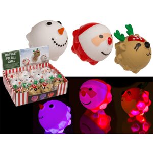 Squeeze-Pops, Vánoce, s LED, včetně 3 x LR41 baterií, 6 cm, 3 druhy.