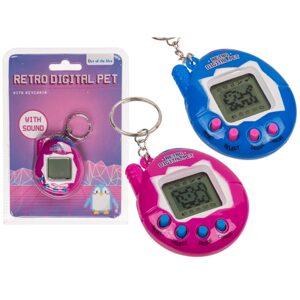 Mini herní konzole s klíčenkou, Retro digitální mazlíček, přibližně 5,7 x 4,8 cm, na blisterové kartě