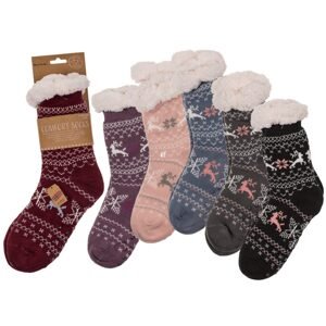 Pohodlné dámské ponožky, Sob &amp; Sněhová vločka, univerzální velikost, 140 g, 100% Polyakryl, 6 různých barev. Doplněno o hlavičkovou kartu.