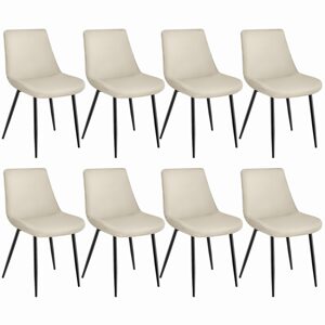 tectake 404932 sada 8 židlí monroe v sametovém vzhledu - krémová - krémová